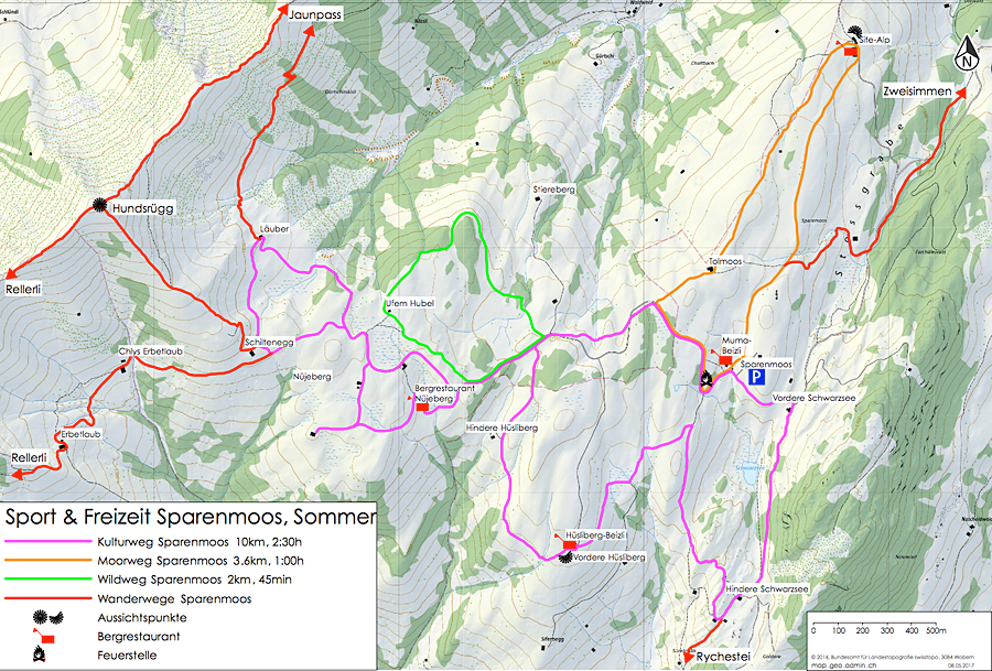 Wanderkarte Sparenmoos Sommer